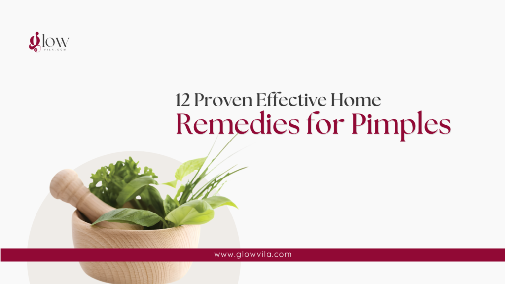 Fresh herbs in a mortar and pestle representing proven home remedies for pimples