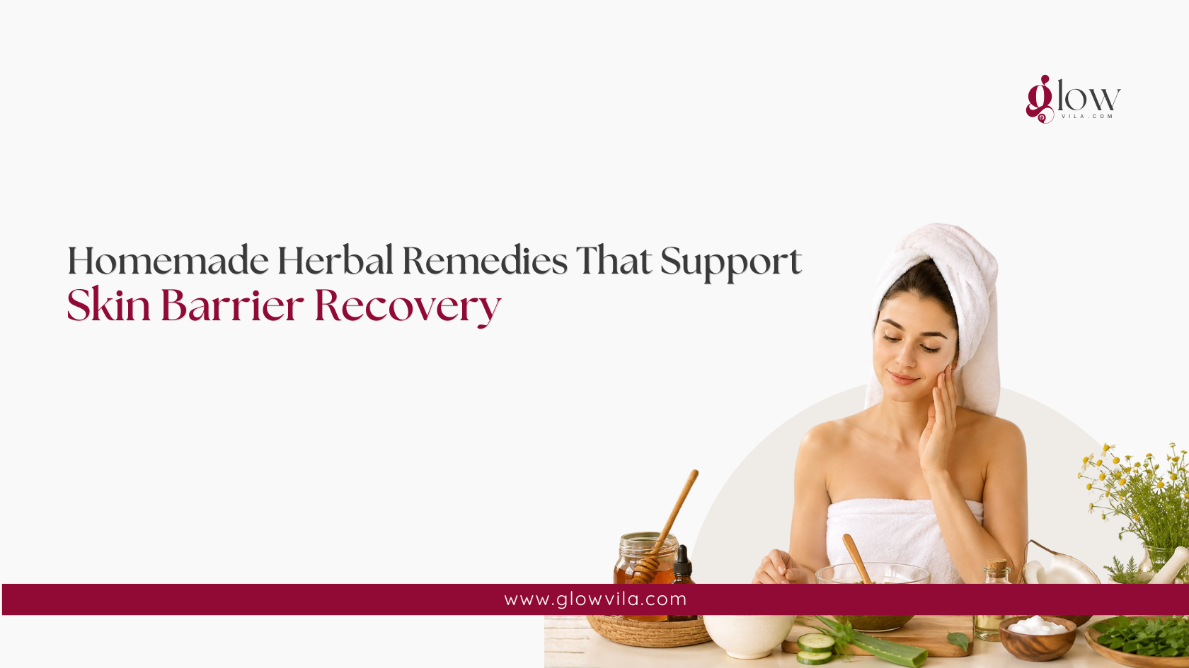 Honey, aloe vera, and chamomile ingredients for homemade herbal remedies that support skin barrier recovery