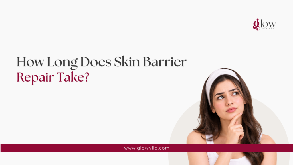 Woman with a thoughtful expression illustrating how long skin barrier repair takes to show results