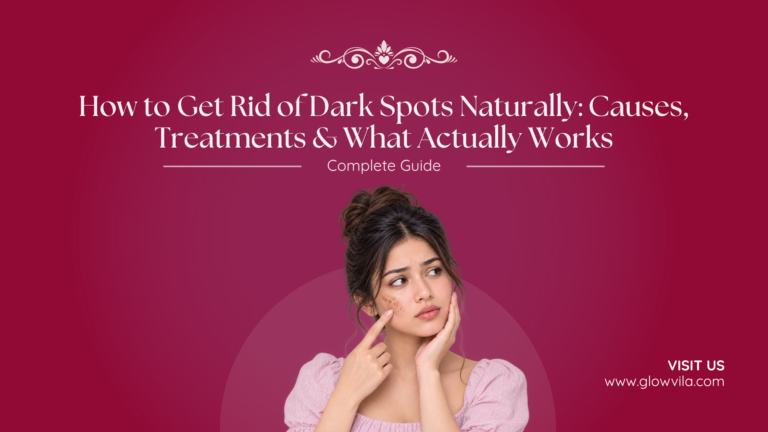 Woman examining a dark spot on her cheek, complete guide to getting rid of dark spots naturally